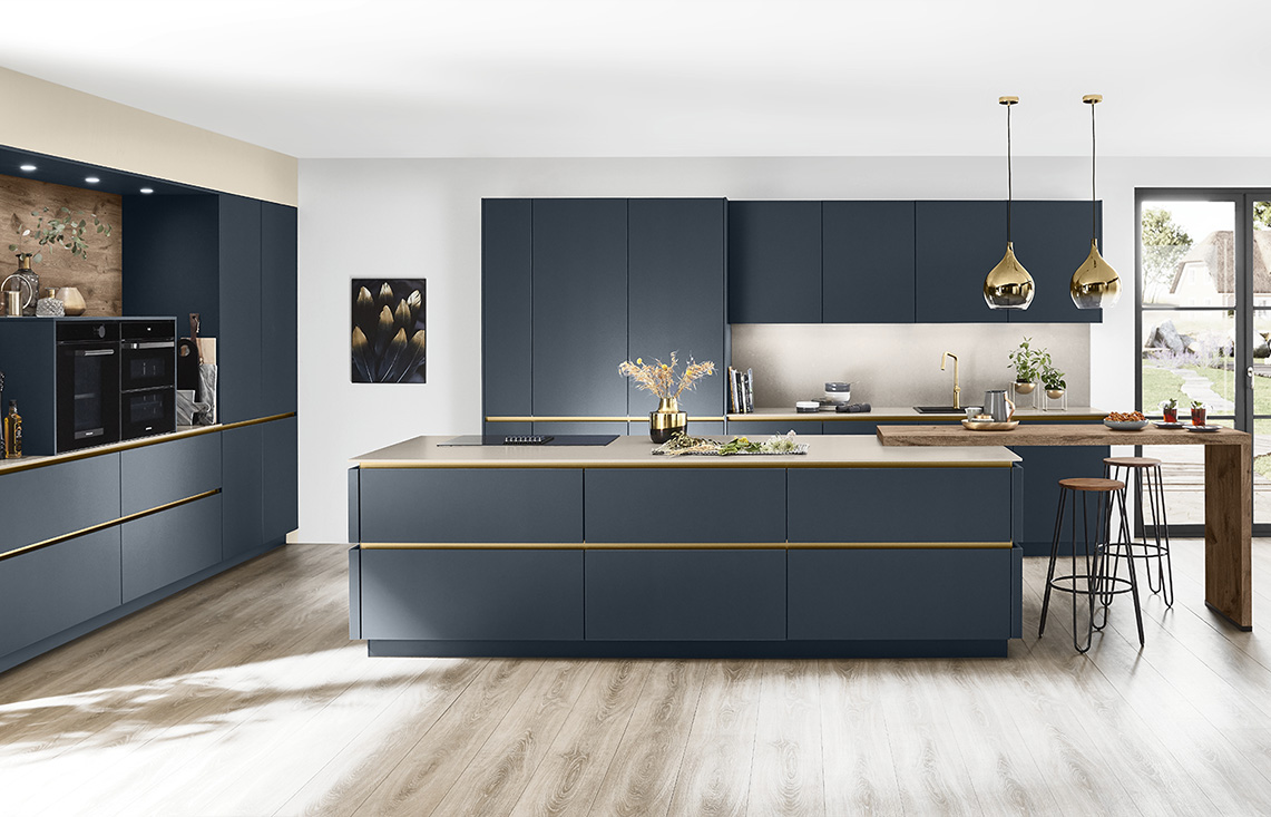 Modern German kitchen with minimalist cabinetry and island