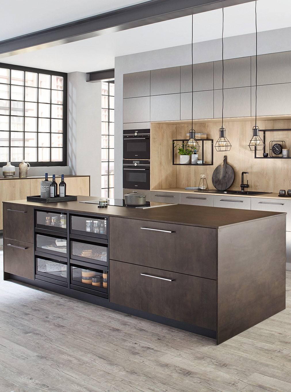 Designer German kitchen with large contemporary island